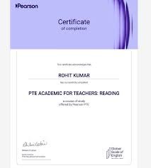 Pearson Pte Certificate
